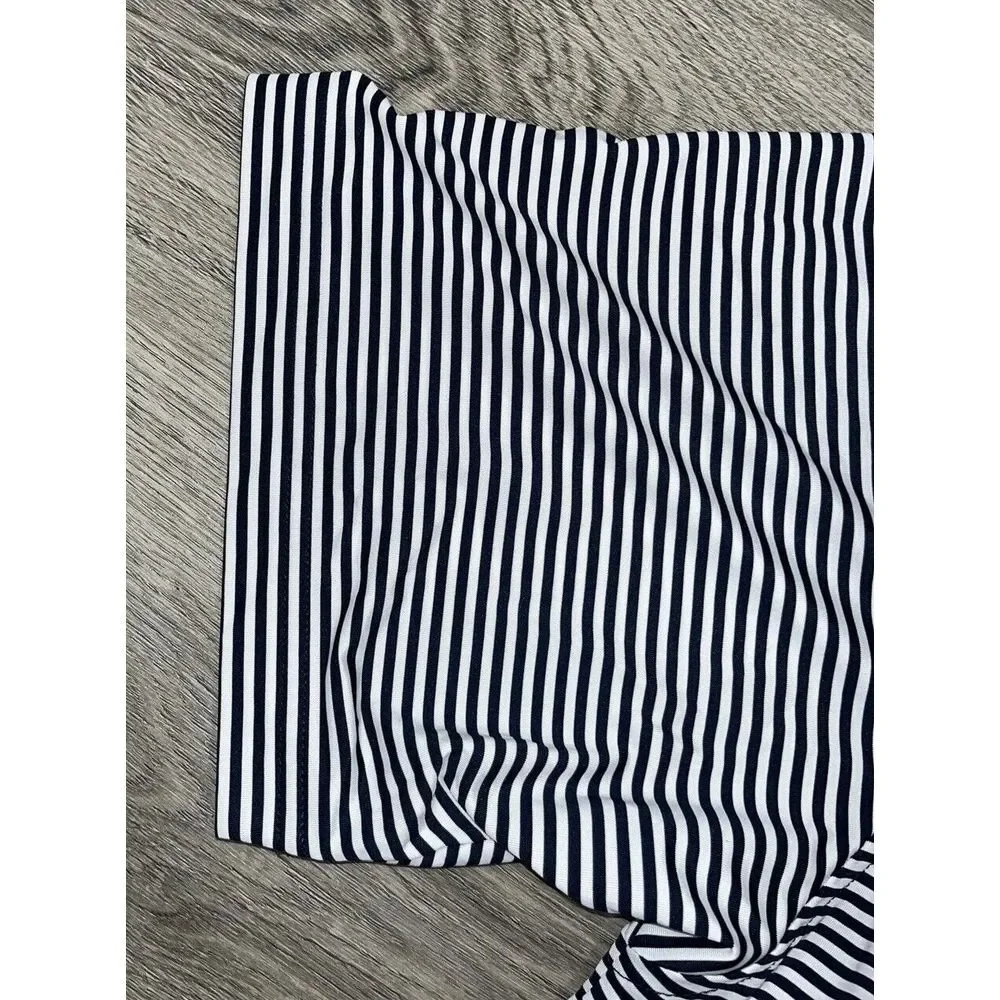 FJ Footjoy Mens Golf Polo Shirt Short Sleeve Blue & White Stripes Large - Picture 4 of 9